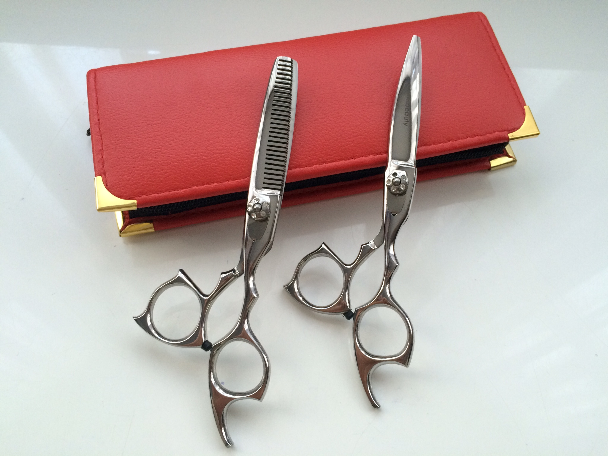 hair dressing scissor set jewled stainless steel 5.5inch