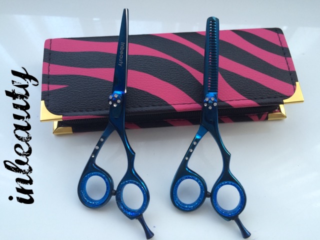 hair dressing scissor set blue jewled stainless steel 5.5inch