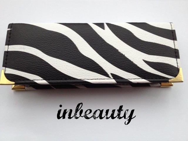 hair dressing pouch case black zebra leather look