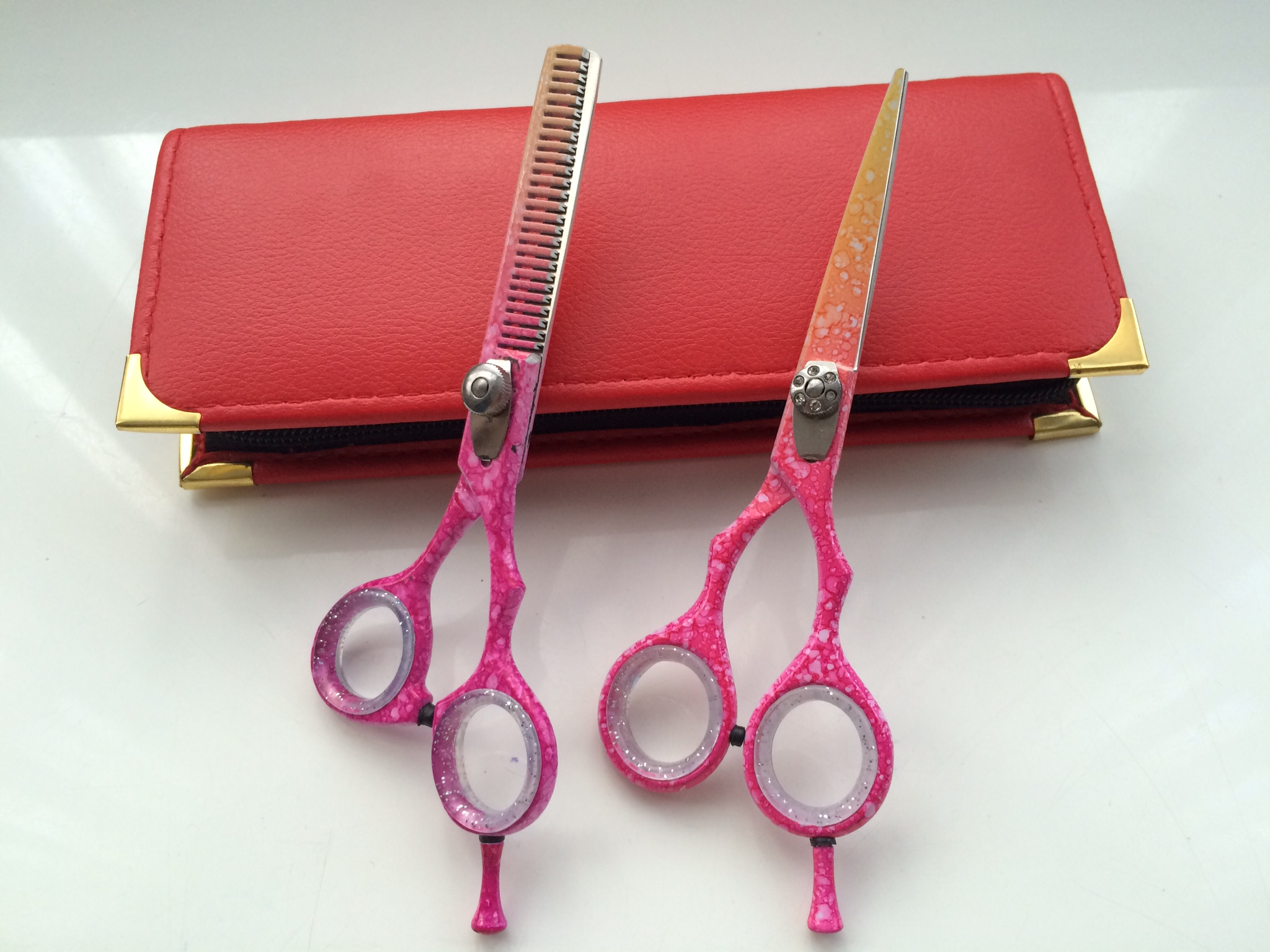 Hair dressing scissors 5.5 inch pink zebra print